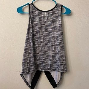 Babalu Fitness black and white tank. One size. Cross back.